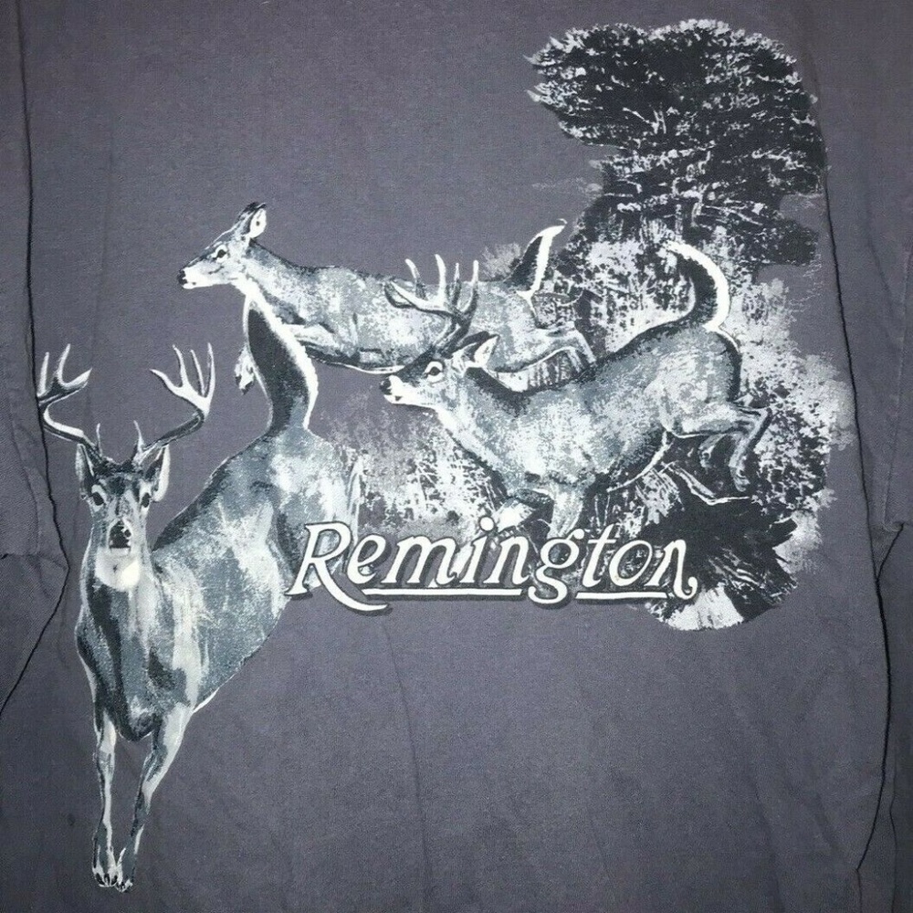 Remington men M long sleeve blue shirt buck